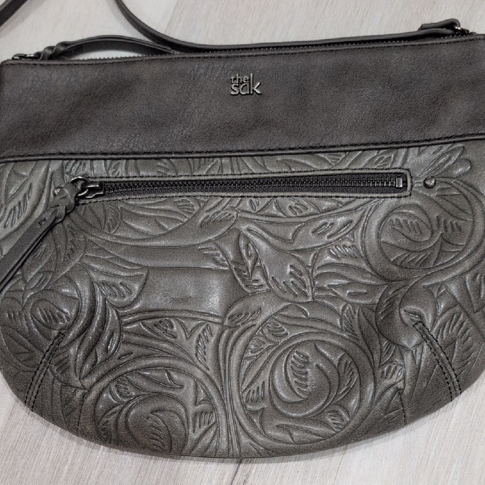 The Sak Charcoal Embossed Shoulder Bag